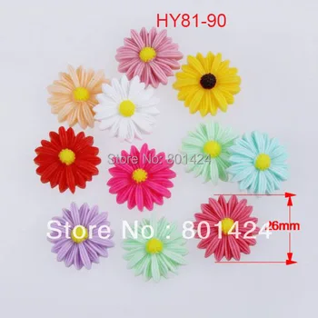 

free shipping 24pcs 81-90 25mm cameo flower resin chrysanthemum beads mixed colour