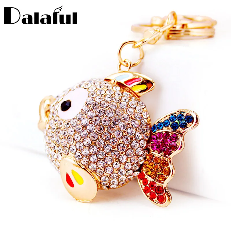 Dalaful cristal colorido cola de pescado Goldfish Cadenas bolso llaveros Llaveros bolsa colgante para coche mujeres k252 Dalaful cristal colorido cola de pescado Goldfish Cadenas bolso llaveros Llaveros bolsa colgante para coche mujeres k252