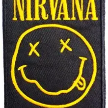 NIRVANA классический смайлик логотип вышитая музыкальная группа Железный на и нашивка на одежду тяжелый металл пользовательский дизайн патч доступны