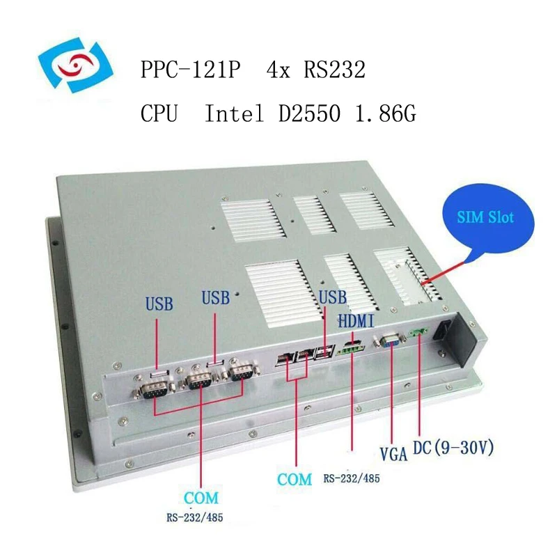Безвентиляторный дюймовый промышленный планшет 12,1 ПК с сенсорным экраном 32 г SSD 2 г ram панель ПК