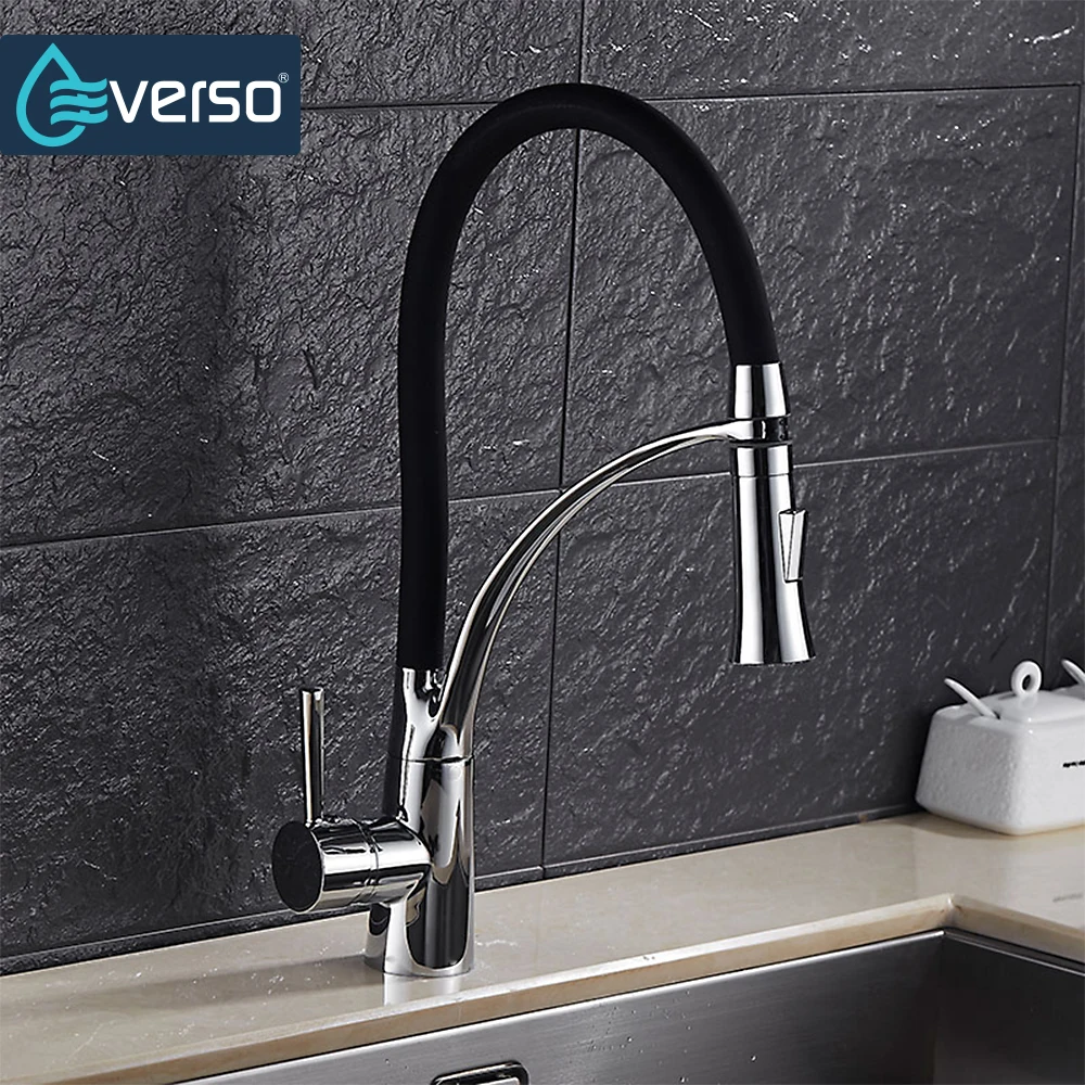 

Best SalePull Out Kitchen Faucet Black Chrome Finish Dual Sprayer Nozzle Water Mixer Bathroom Faucet Torneira Cozinha