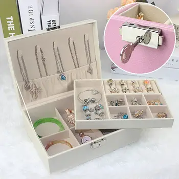 

Jewelry storage box PU leather jewelry box cosmetic storage box earrings ring necklace display box