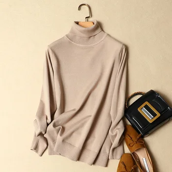 

turtleneck women sweater 2019 winter new loose all-match knitted female pullovers thicken warm long-sleeved lady tops