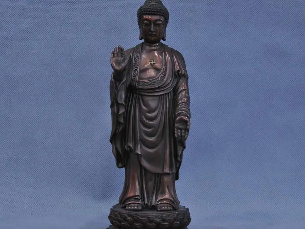 

10'' China Tibet Standing Shakyamuni Buddha Bronze Statue