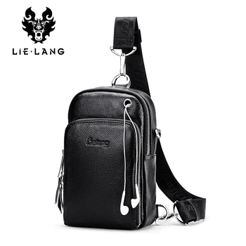 

LIELANG Men's Leather Crossbody Bag Male Business Satchel Messenger Bag Fashion Men Shoulder Bags Casual PU Leather Waist Bag