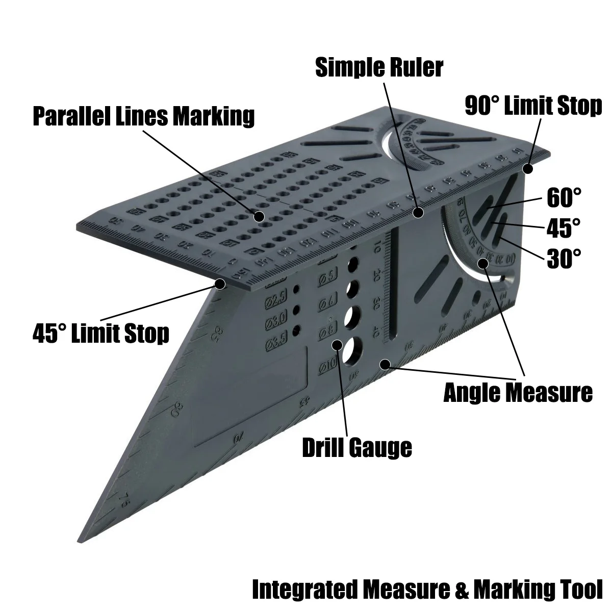 Портативный 3D Mitre квадратный конический угол маркировочный Калибр правило с линейкой сверла измерительный инструмент 150x275x66 мм ABS пластиковые измерительные приборы