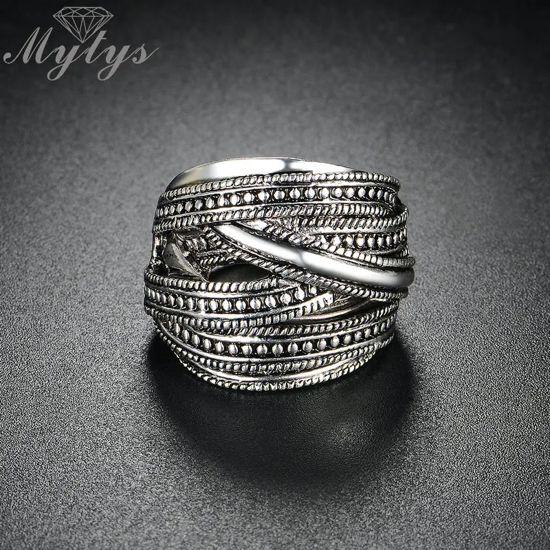 Mytys, дизайн, антикварные ювелирные изделия, массивное большое кольцо в стиле ретро, темно-серое кольцо Metro Punk R1827