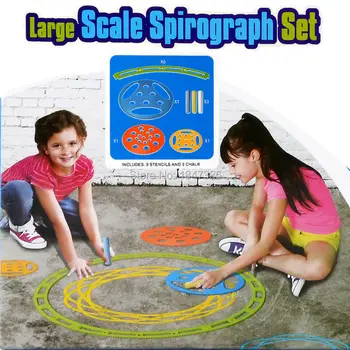 

Spirograph set Paint Coloring Game Drawing Toys with 9 stencils and 3 chalk Draw Spiral Designs Kids Outdoor educational toys