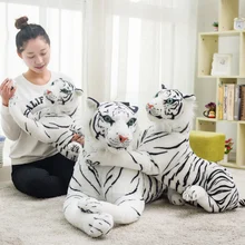 Peluche tigre et léopard réaliste pour enfants, 30-120 cm, animaux en peluche doux, poupée Jaguar blanche, cadeaux d'anniversaire pour enfants