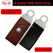 Горячая кожа usb флэш-накопитель+ брелок 16 Гб кожа usb флэш-накопитель s 32 ГБ памяти палочки ручки диски подарок