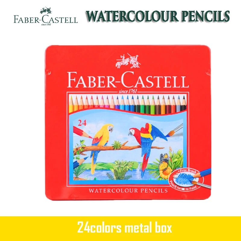

Faber Castell Watercolour Pencil Parrot 24 Tin Set Water Soluble Pencils Professionals Artist Painting For Drawing Sketch