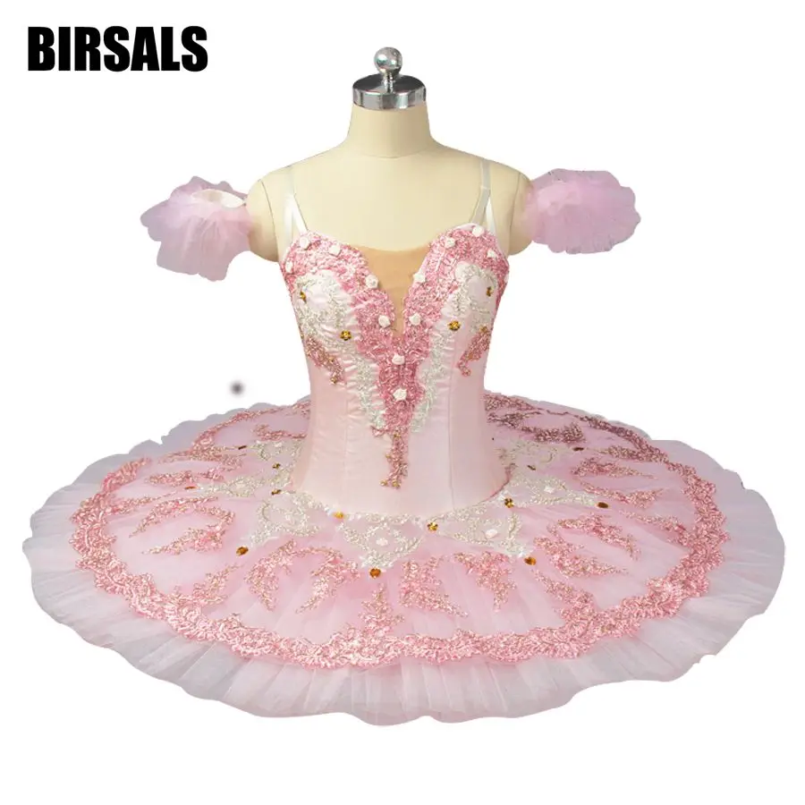 Adult Professional Ballet Tutus Cream Pink Platter Performance Fairy Doll Pancake Tutus Classical Ballet Stage CostumesBT9055