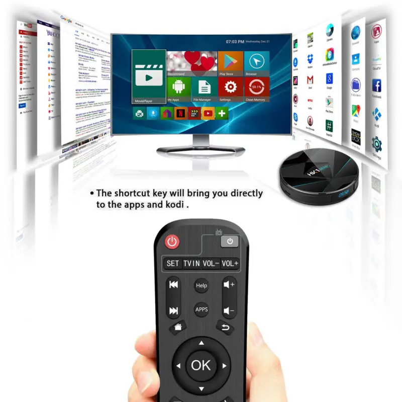HK1 Мини плюс ТВ Box2G + 16 Гб RK3318 четырехъядерный двойной WiFi Android 9 0 4K плеер горячий