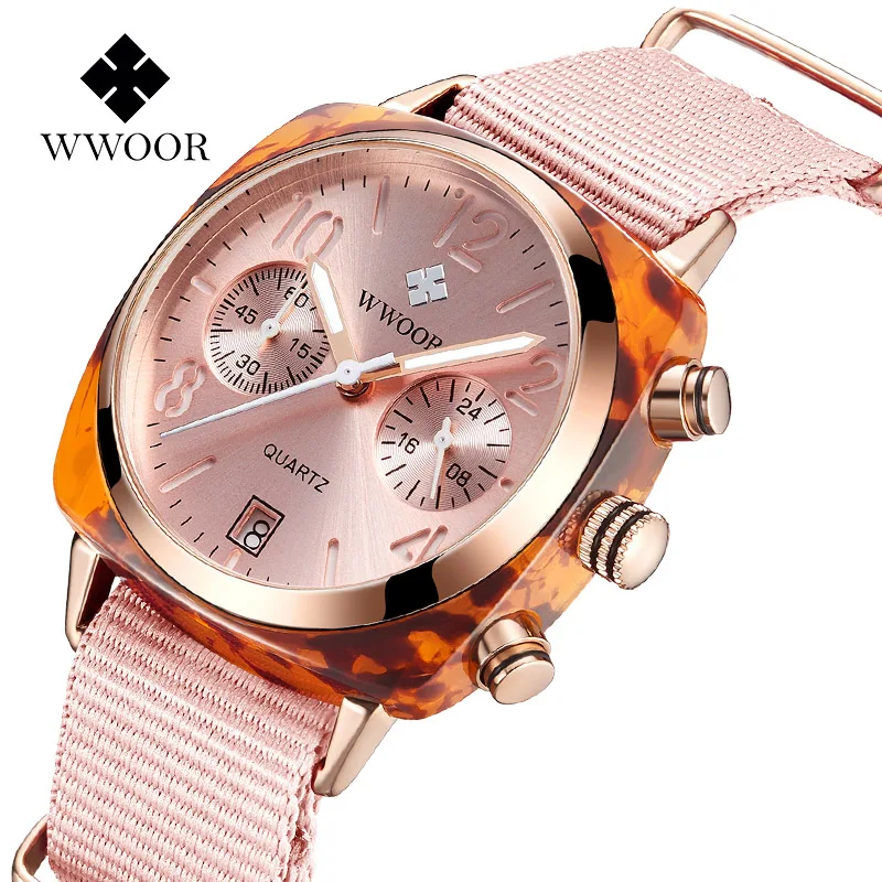 

Hot Sale WWOOR Canvas Strap Style Quartz Women Watch Brand Fashion Casual Wristwatch Ladies Luxury Waterproof Clock Relojes