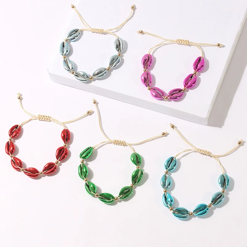

KOMi Hot Sale Handmade Natural SeaShell Hand Knit Bracelet for Women Delicate Rope Chain Bracelet Beads Charm Jewelry E30217