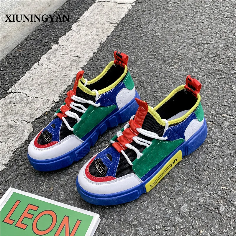 

XIUNINGYAN 2019 Sports Shoes Rubber Black Breathable Mesh Flat Shoes Outdoor Fitness Shoes Hip Hop Red Blue Women Sneakers Flats
