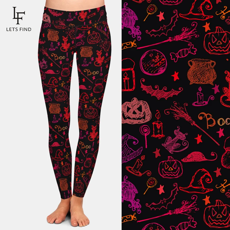 LETSFIND New Halloween Leggings Nightmare Before Christmas High Waist Plus Size Milk Silk Digital Print Fitness Leggings