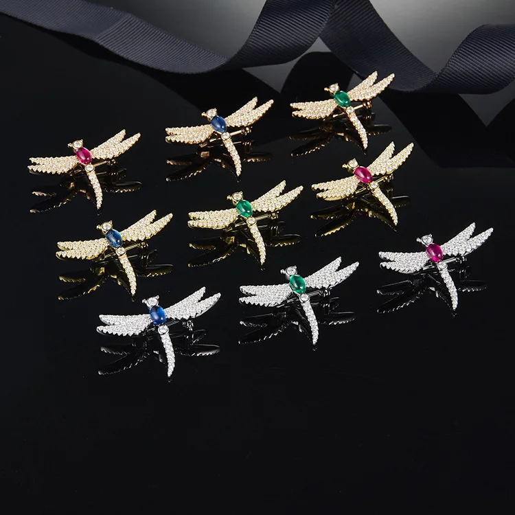 

ZOZIRI Brand Colorful Crystal Dragonfly Brooches For Women AAA Zircons S925 sterling silver Broche Christmas gift accessories