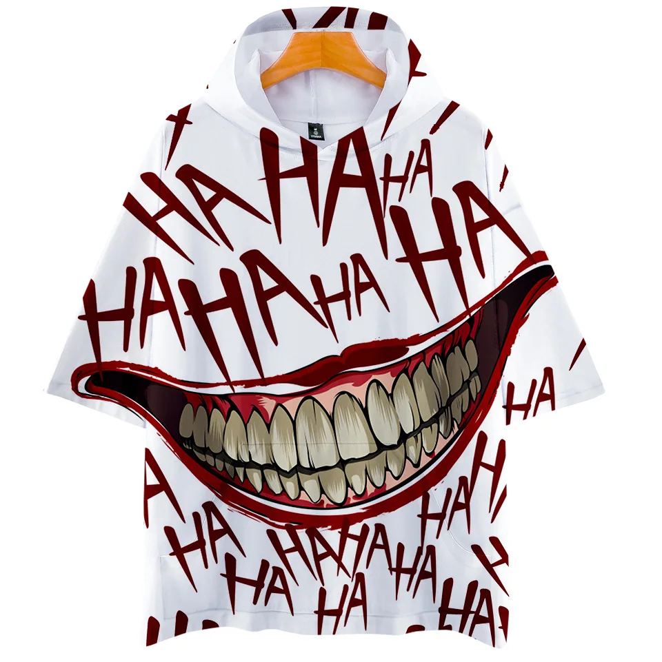 

HAHA Joker Funny 3D T shirt Halloween Crazy Smile Hooded Tshirt T-shirt Fashion Streetwear T shirts Tops Cool Unisex Hoodies