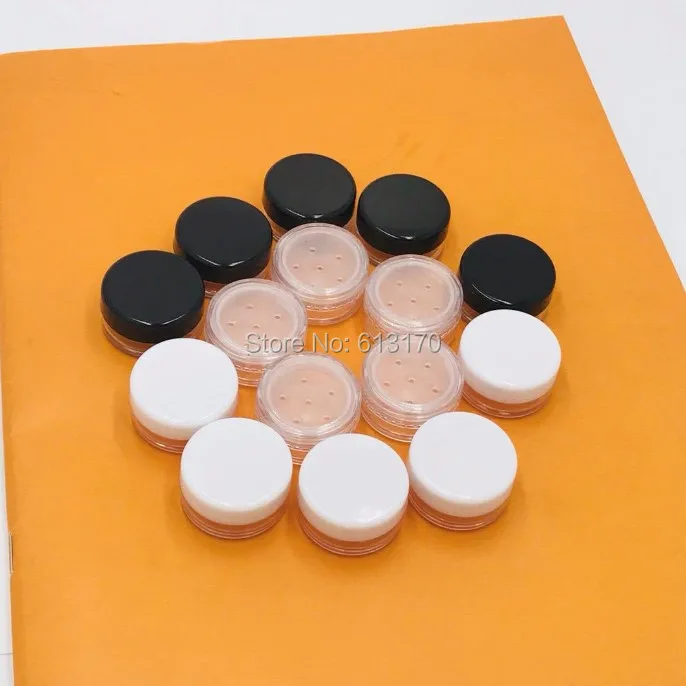 

Wholesale 100pcs/lot 1g Mini sifter jars 1ml Loose powder jar Cosmetic Jar with Sifter Mesh cosmetic container free shipping