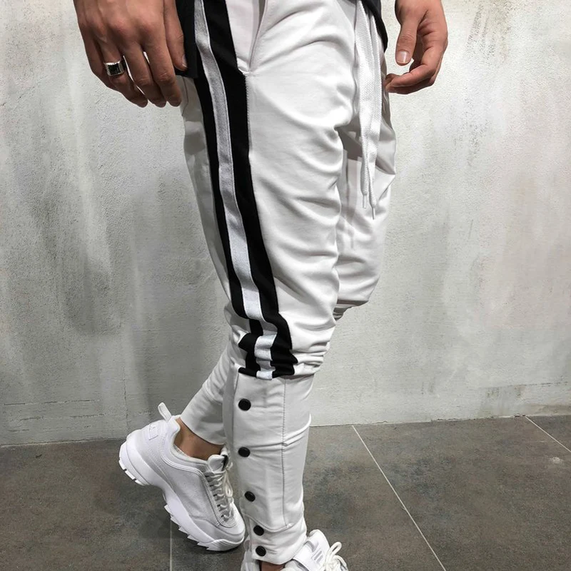 

ZOGAA Men's Hip Hop Pants Slim Fut Fashion Striped Pants For Man Elastic Waist Sports Trousers Streetwear Sportwear