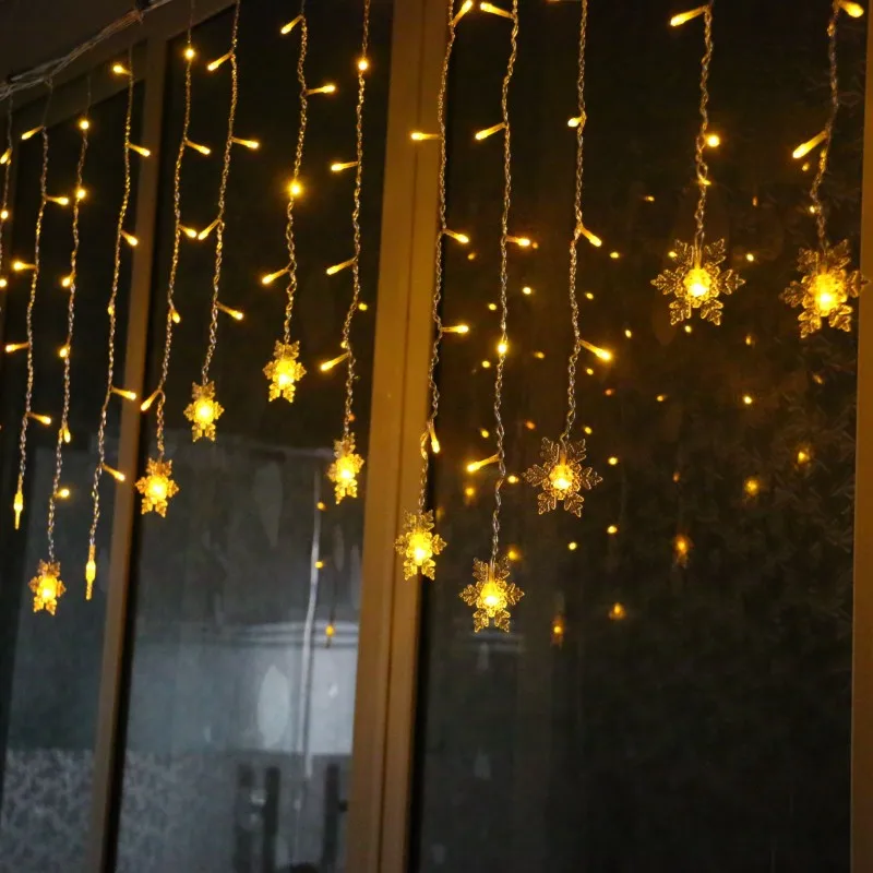 Рождественский светодиодный свет украшения Снежинка Фея свет шнура 5 м 216 Светодиодный свет сосульки Строка Свадебный декор дома сад