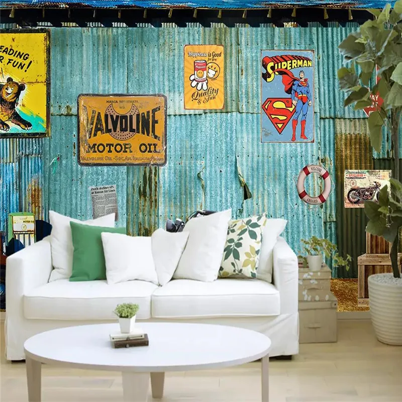 

Custom 3d retro oil painting car full picture background wall painting high-grade waterproof material