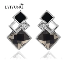 LYIYUNQ известный бренд новые модные Brincos Свадебные ювелирные изделия Большая голубая серьга критал квадратные серьги-гвоздики для женщин