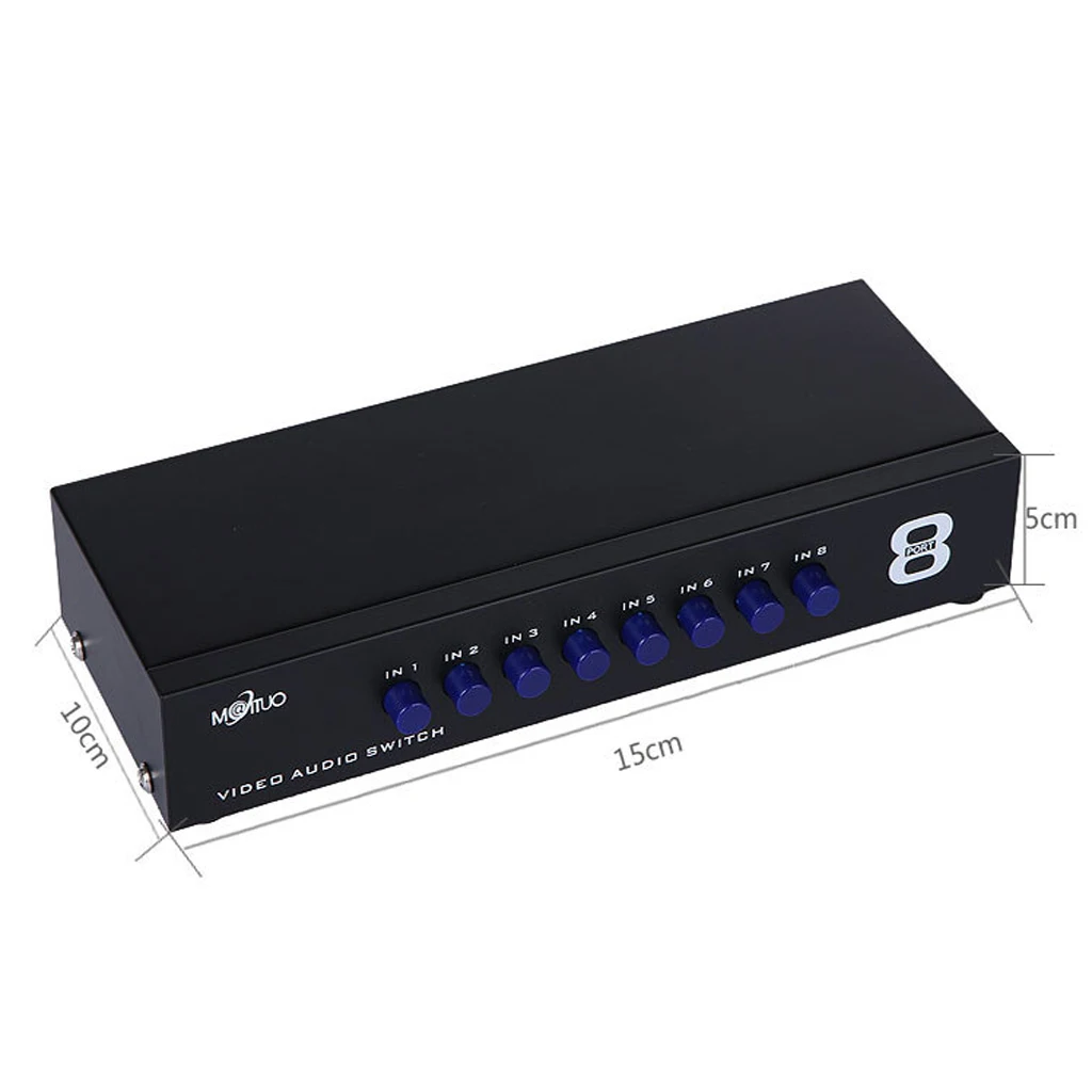 AV Switch Box Switcher 8 Way Port RCA Stereo Audio Video Composite Selector 