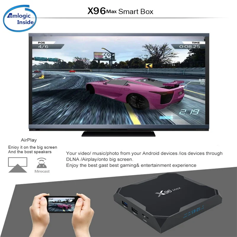 X96Max Smart TV BOX Android 8.1 Amlogic S905X2 LPDDR4 Quad Core 4GB 64GB 2.4G&5GHz Wifi BT 1000M 4K Set top box pk x96