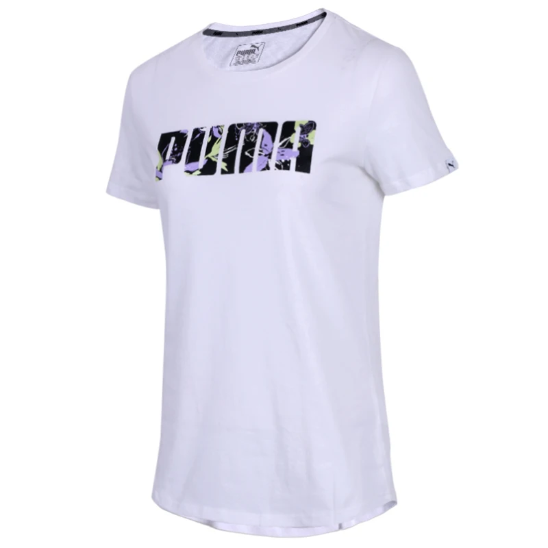 Новое поступление, оригинальные женские футболки с цветочным логотипом Пума, спортивная одежда с коротким рукавом