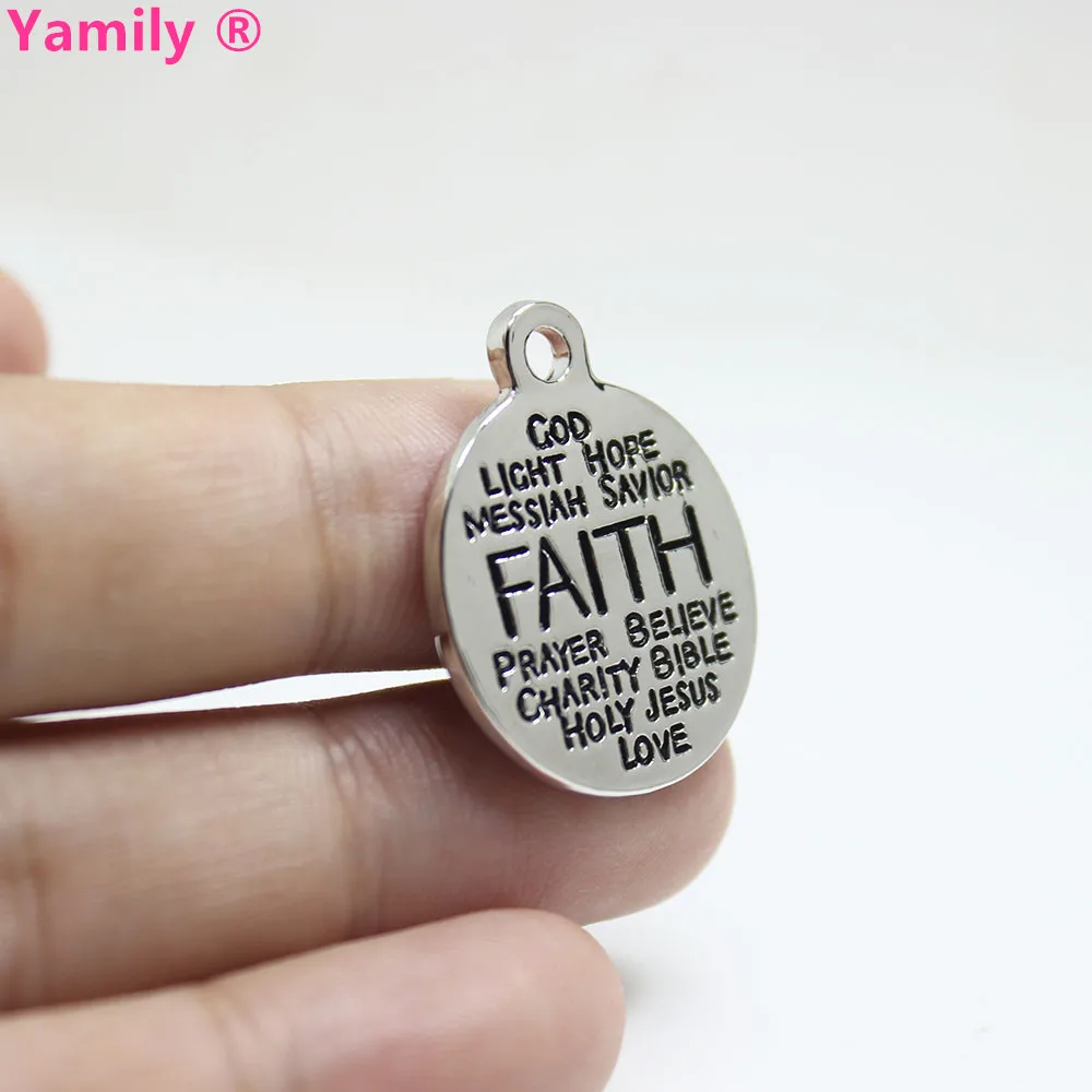 8 шт.-22 мм подвеска с надписью Faith покрытием из сплава высокого качества белая k