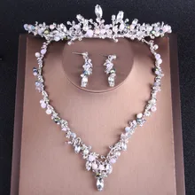 Роскошный набор свадебных ювелирных изделий в стиле барокко с серебряными кристаллами, Африканский бисер, стразы, корона, тиара, ожерелье, серьги, набор ювелирных изделий для костюма