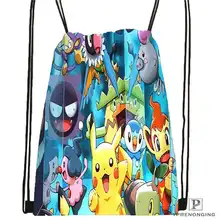 Пользовательские reshiram-Покемон-Drawstring сумка-рюкзак для парня девушку милый рюкзак детский Ранец(черный назад) 31x40 см#20180611-03-141