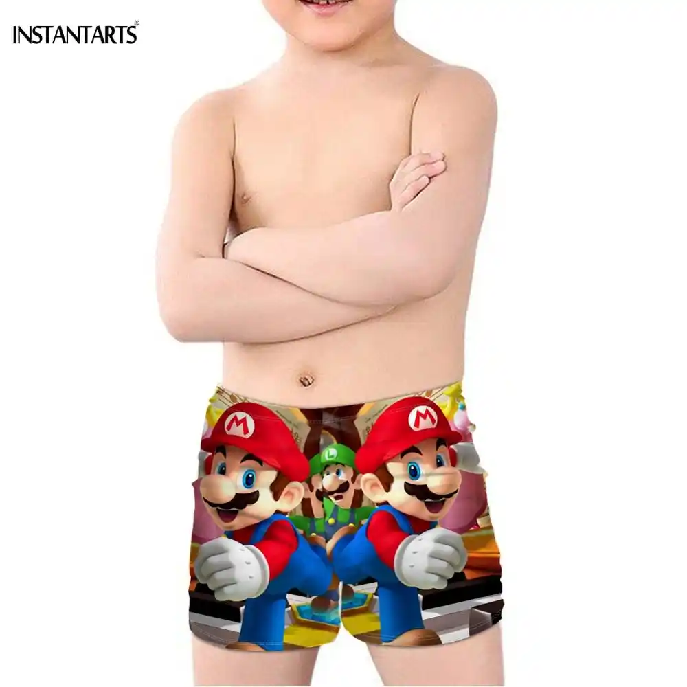 Instantarts 2020 Hot Anime Super Mario Print Kids Boys Summer Swimming Trunks Swimsuits Cartoon Bathing Beach Surfing Swimwear Aliexpress