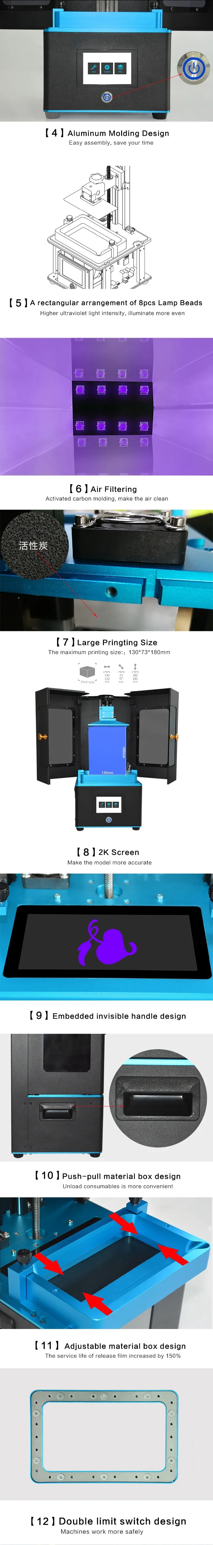 Ультработ lcd 3d принтер размера плюс UV Собранный 2K экран Off-Line Print Impresora 3d Drucker Impressora UV смола