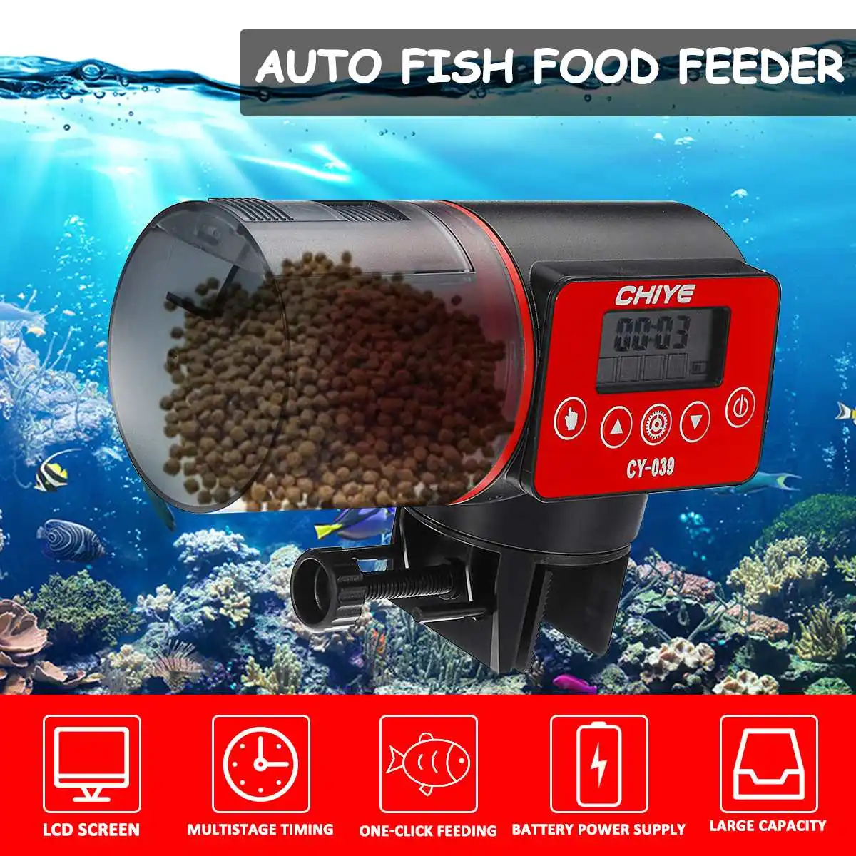 

200ML Aquarium Tank Auto Fish Feeder Timer Digital LCD Screen Automatic Food Feeding Electronic Fish Foods Feeder