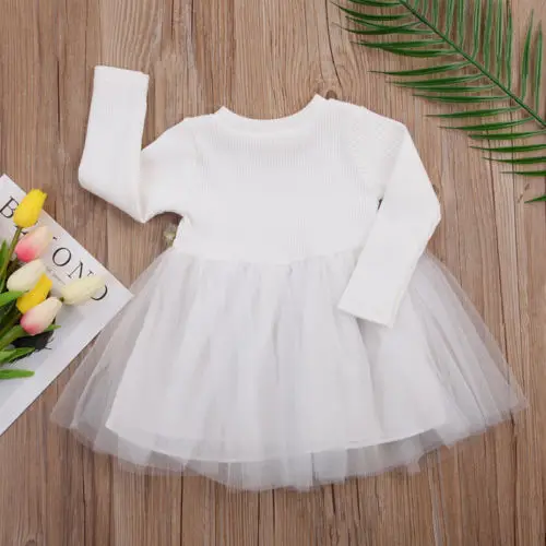 3Colors Toddler Kids Baby Girls Long Sleeve Floral Lace Dress Wedding Party Pageant Prom