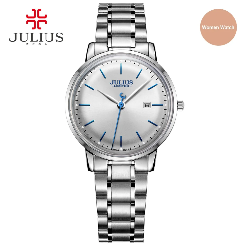 

Julius Original Designer UltraThin Limited Edition Women Watch Simple Slim Dial Auto Date Full Steel Ladies Montre Clock JAL-040