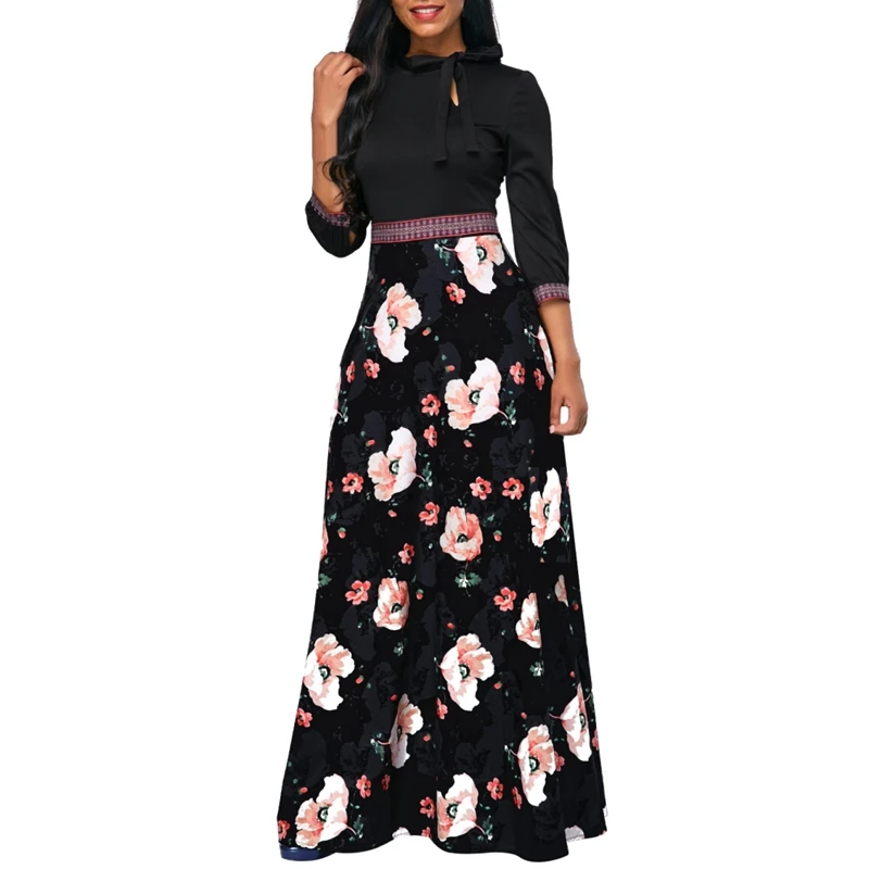 

Women's Dress Retro Elegant Dress Half Sleeve Casual Party Dress With Bow Print Big Dress