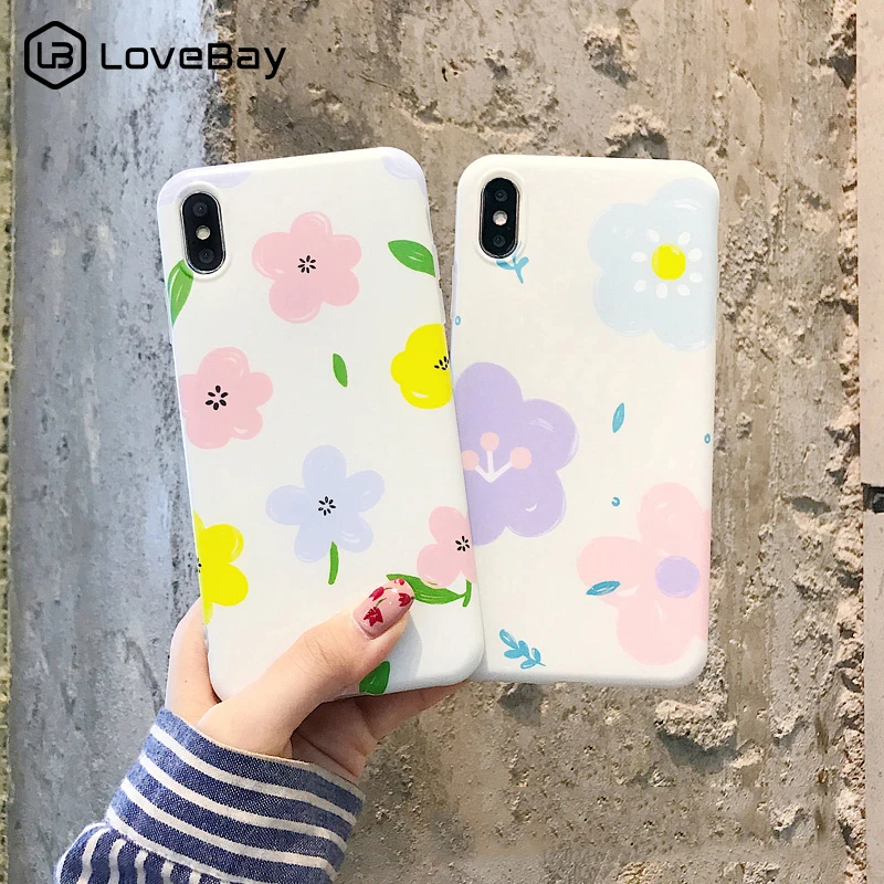 

Lovebay Soft IMD Flower Cases For iphone XS Max XR X 6 6S 7 8 Plus Shockproof Floral Fashion New Phone Back Case Cover Shell