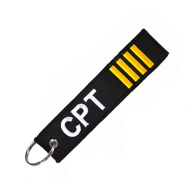 

Novelty Mobile Phone Strap Double-sided Captain Key Chain Jewelry Safety Tag Embroidery CPT Phone Straps Holders
