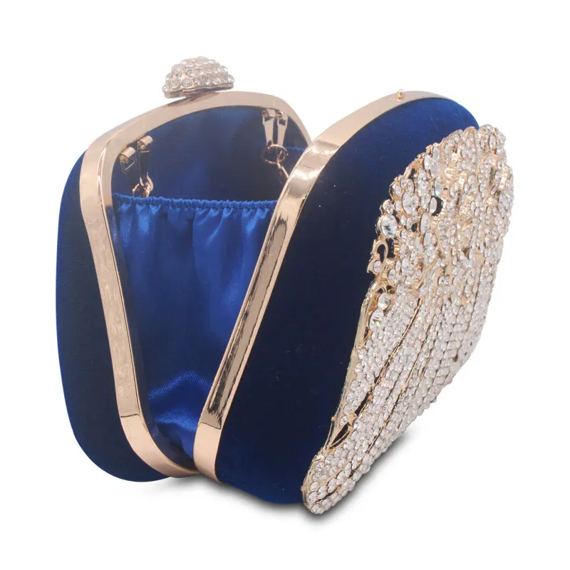Стиль металлик выдалбливают кристалл Цветочный для женщин вечерняя сумочка клатч Свадебные Стразы Knucklebox Кошелек Сумочка
