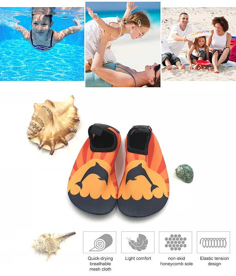 1 (5)Kid Quick Drying Swim Wading Shoes Casual Footwear Barefoot LightWeight Aqua Socks For Beach Pool Cartoon Children Slippers Hot