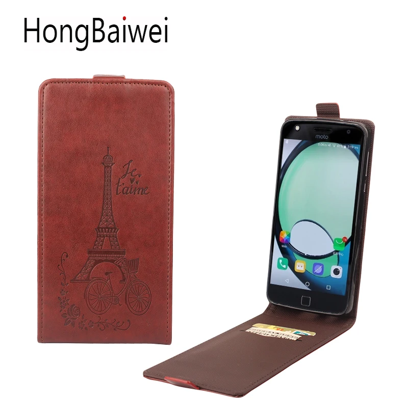 

HongBaiwei for Moto Z Play Case Leather Printed Eiffel Tower Flip Luxury Card Slot Wallet Phone Case Cover for Moto Z Play