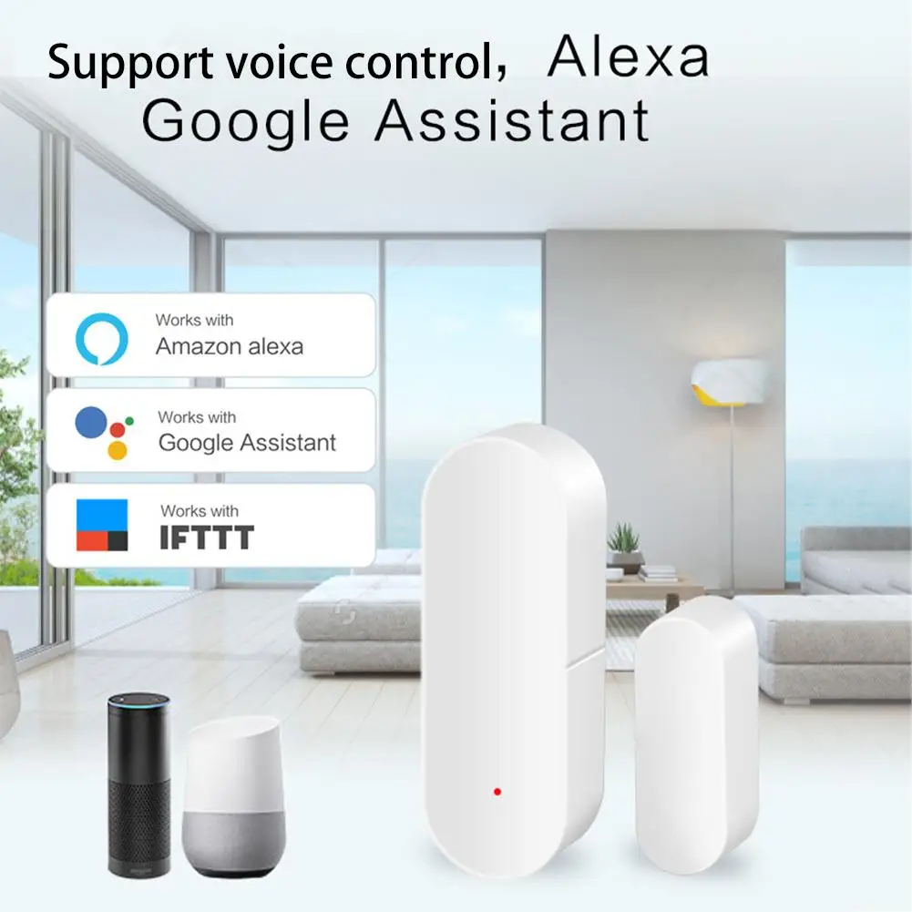 Высококачественный WiFi датчик для двери Поддержка Google Home Alexa голосовое управление