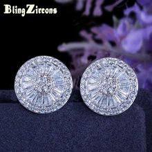 BeaQueen отличное качество полный кубический циркон установка большие круглые серьги-гвоздики Для женщин Мода CZ прозрачные хрустальные ювелирные изделия E066