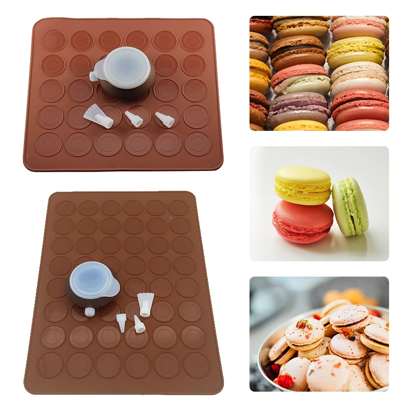 

2Pcs/set DIY Macaroon Baking Mold Silicone Macaron Pot&Mat Set Muffin Pastry Mould Cake Decorating Tool Baking Tool With Nozzles