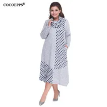 COCOEPPS, плюс размер s, женская одежда, клетчатое зимнее платье, 5XL, 6XL, платья, большой размер, для офиса, для работы, Элегантное Длинное Платье