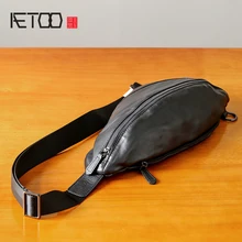 AETOO Chest bag men's leather leisure men's shoulder crossbody bag Korean version of fashion waistband cowhide bag